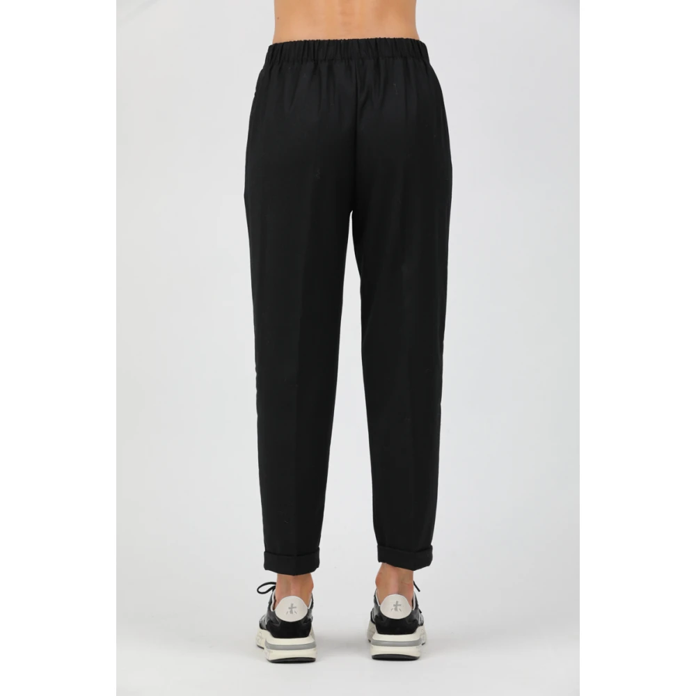 Rosso35 Flanellen Elastische Taillebroek Black Dames