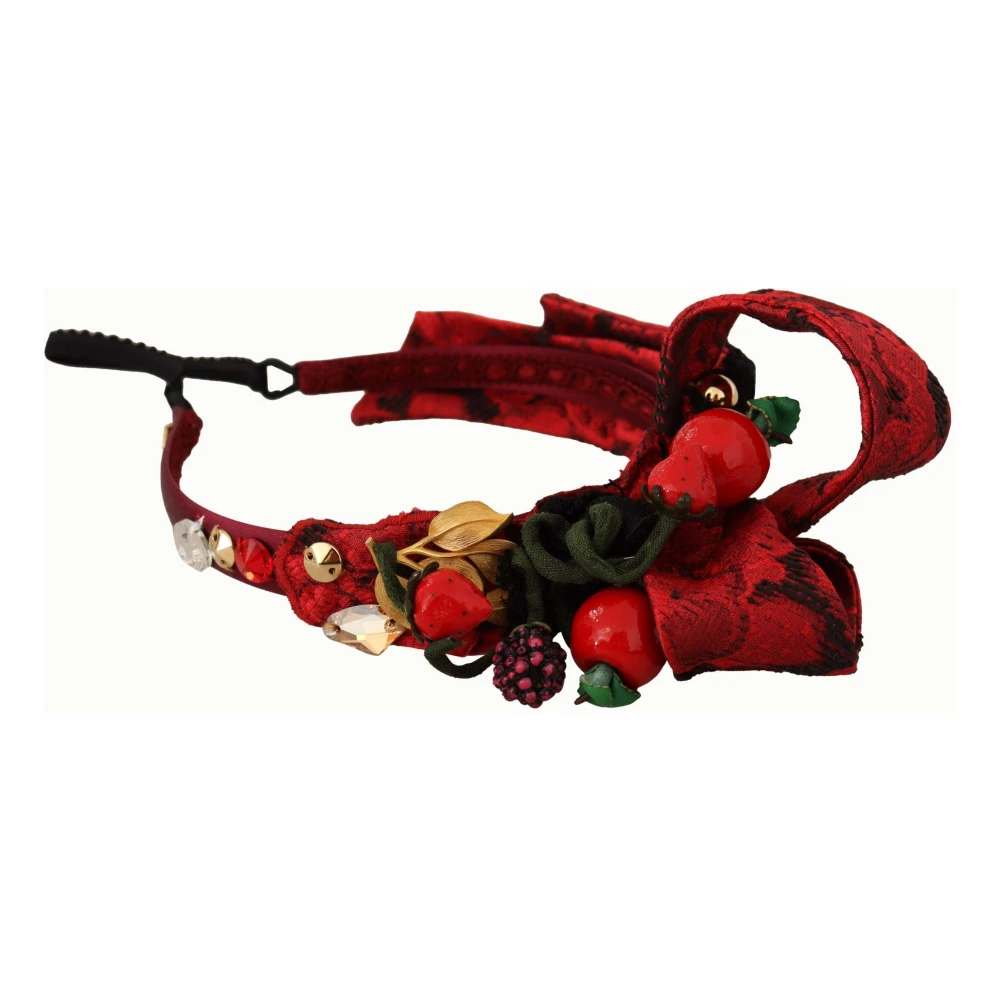 Dolce & Gabbana Women's Red Luxury Crystal Headband With Sicily Motif
