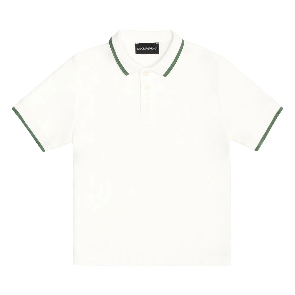 Emporio Armani Boys Beige Logo Tape Polo Shirt In Ivory - Kids Short Sleeve T-Shirts - 8 Y - Kids