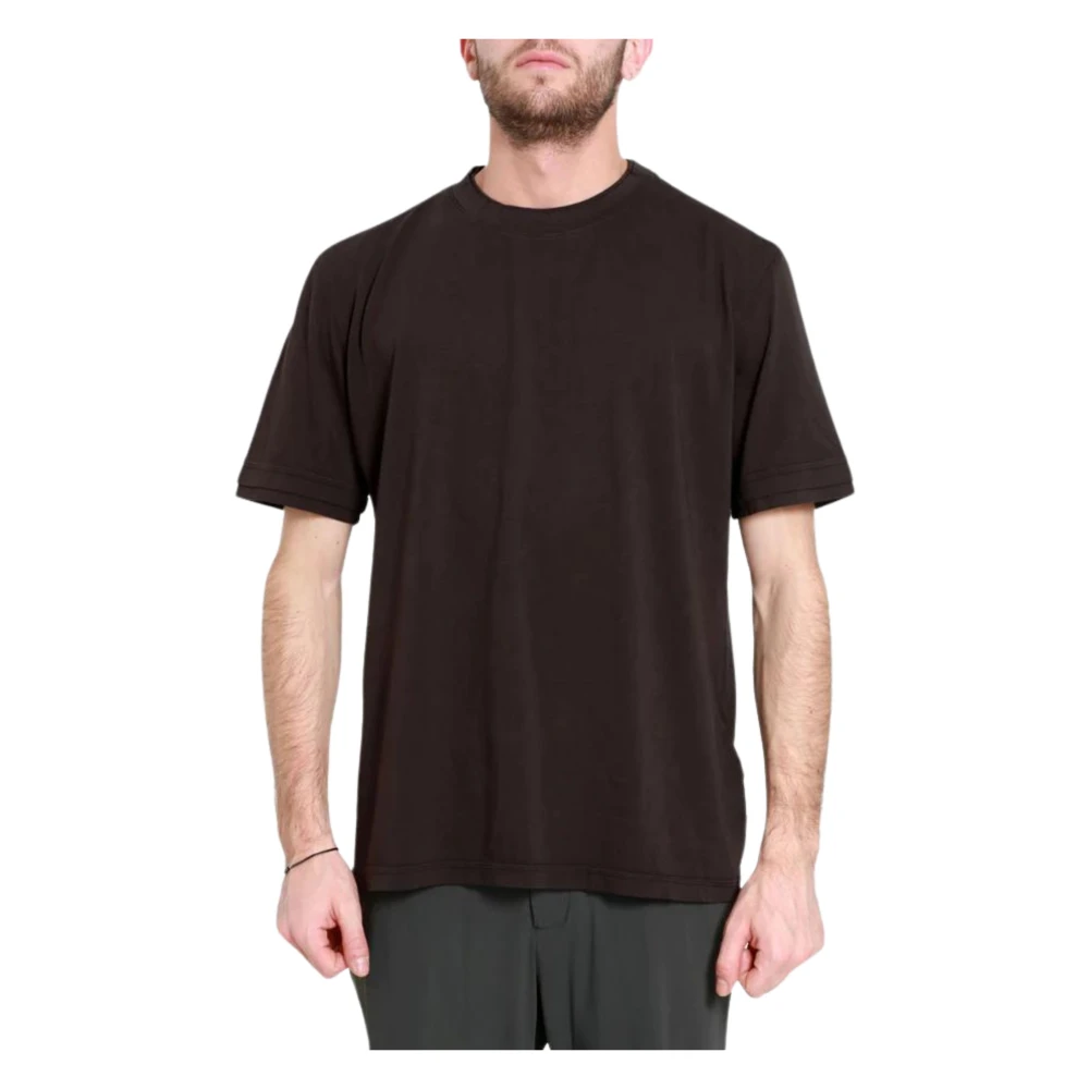 Paolo Pecora Katoenen T-Shirt met ronde hals en korte mouwen Brown Heren