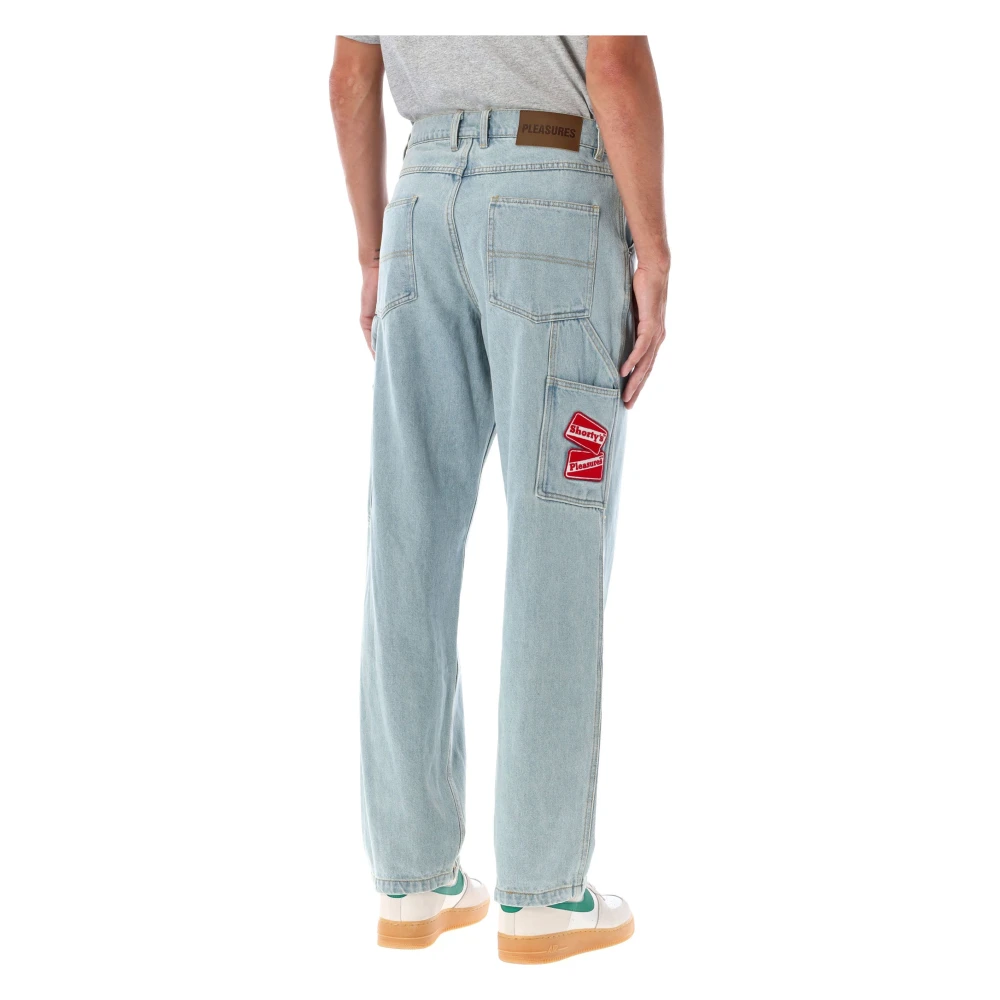 Pleasures Carpenter Jeans met Box Logo Blue Heren
