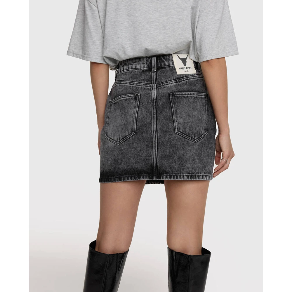 Alix The Label Asymmetrische Denim Mini Rok Gray Dames
