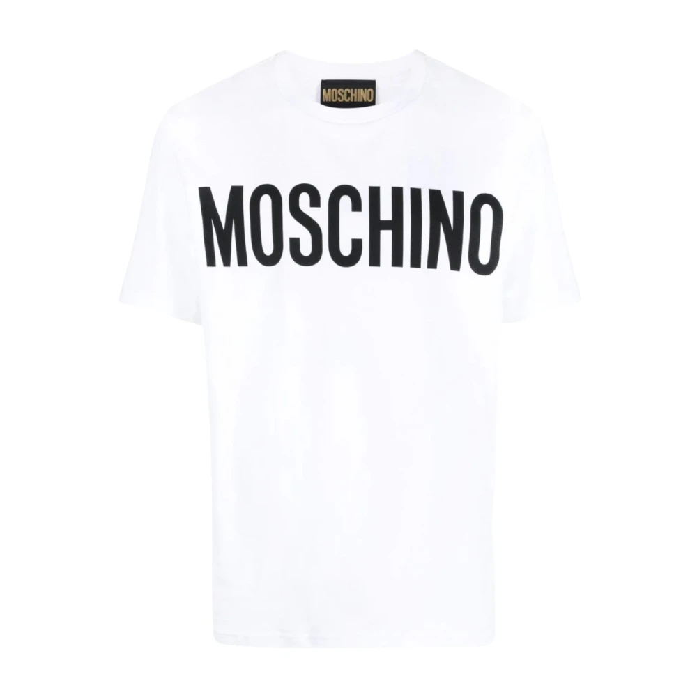 Moschino Biologisch Katoenen Logo Print T-Shirt White Heren