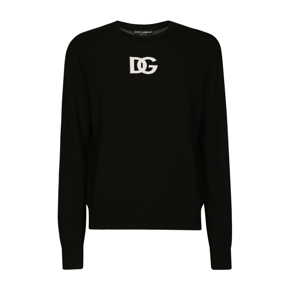 Dolce & Gabbana Zwarte Logo Gebreide Trui Black Heren