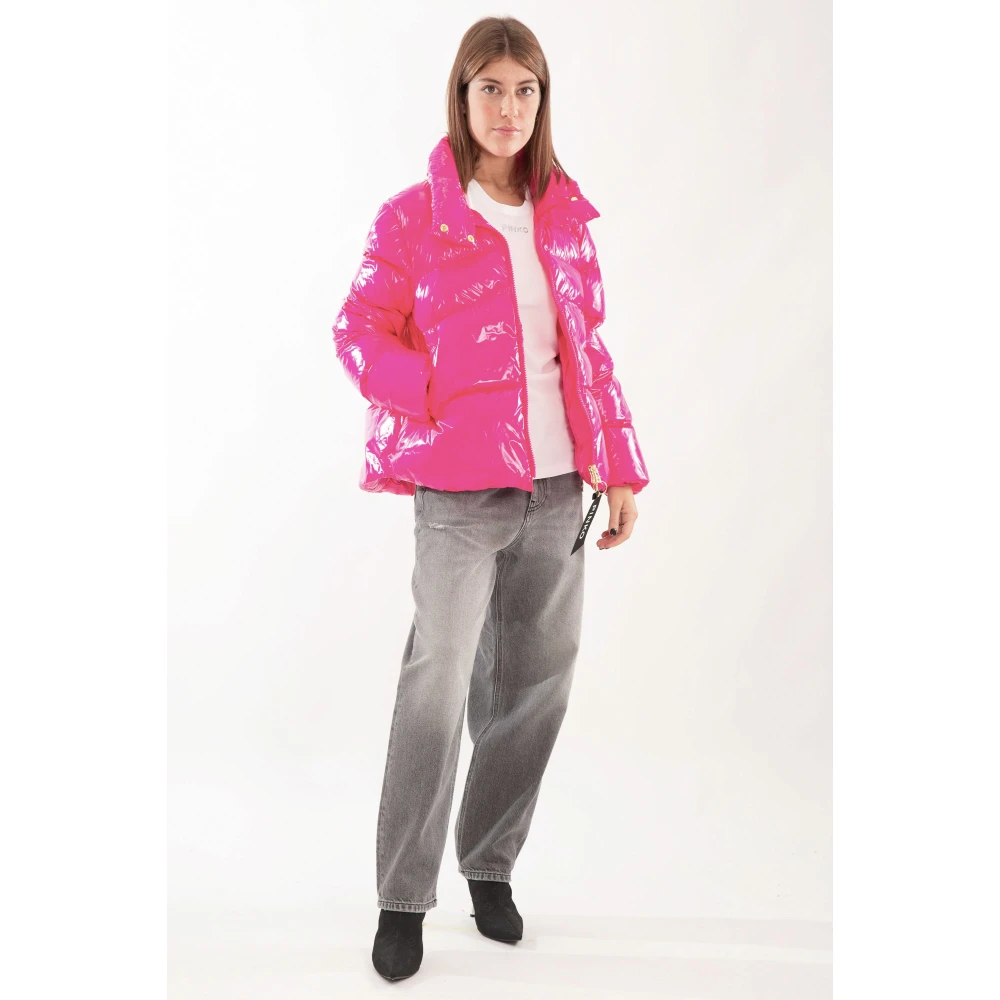 pinko Mirko Crystal Nylon Jas Pink Dames