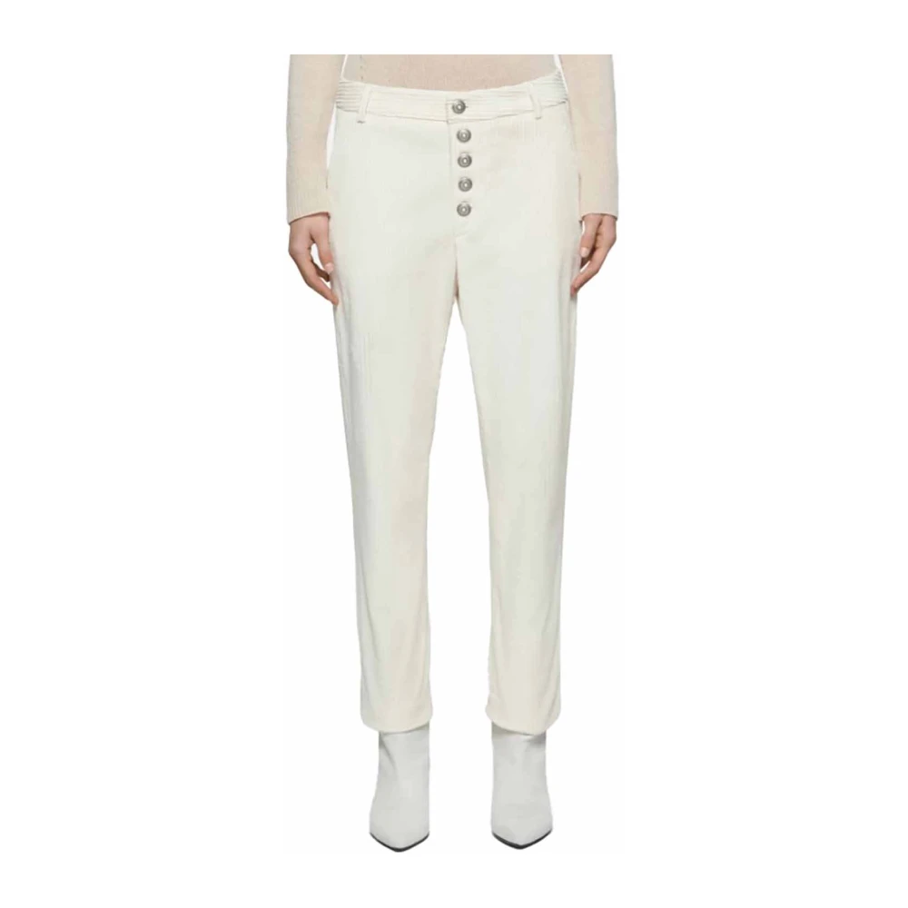 Dondup Nima Loose Chino Velvet Jeans Beige Dames