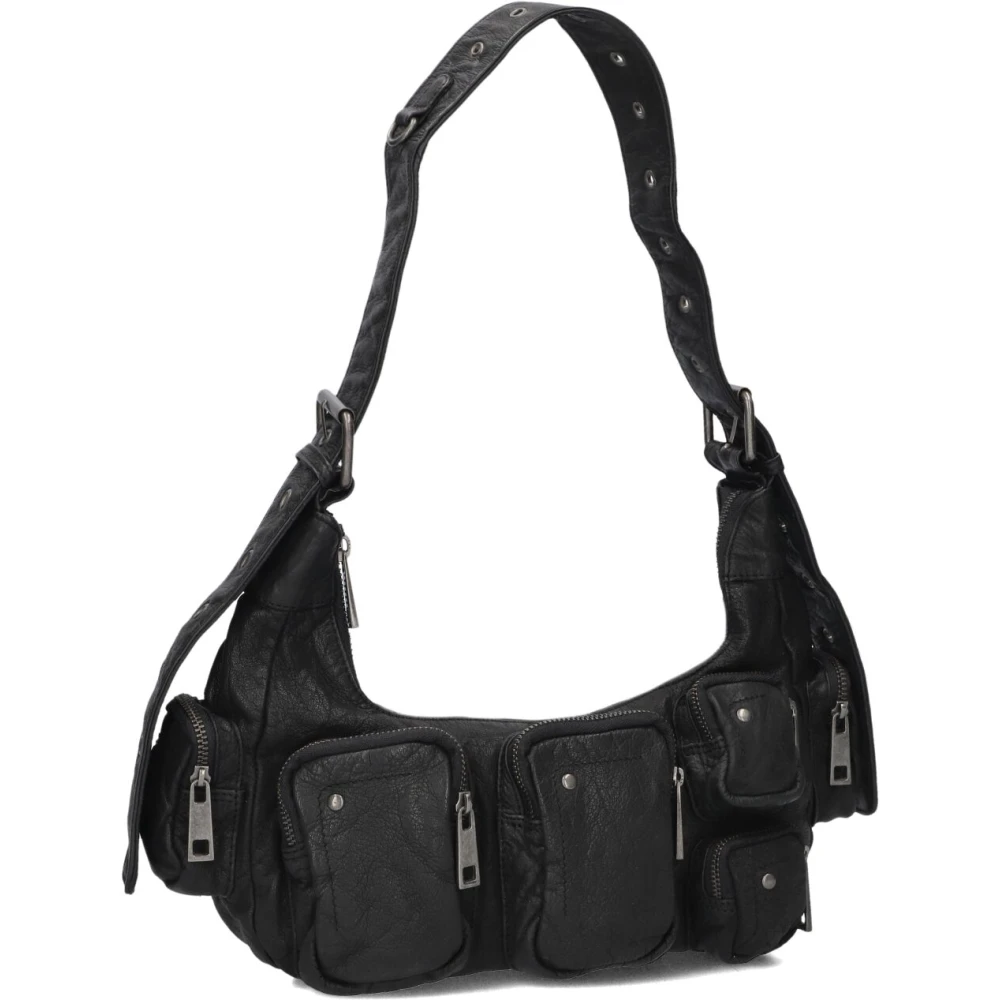 Núnoo Elegante Zwarte Schoudertas Stijlvol Black Dames