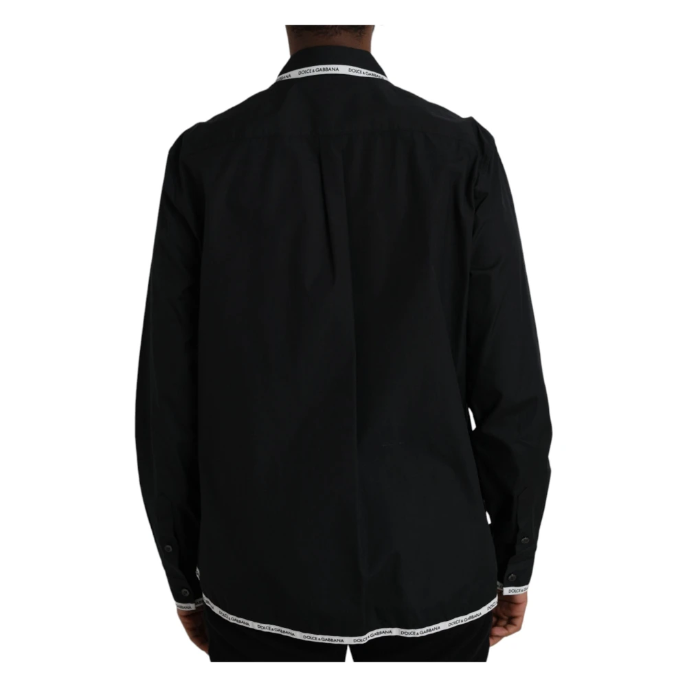 Dolce & Gabbana Zwart Katoenen Casual Overhemd met Kraag Black Heren