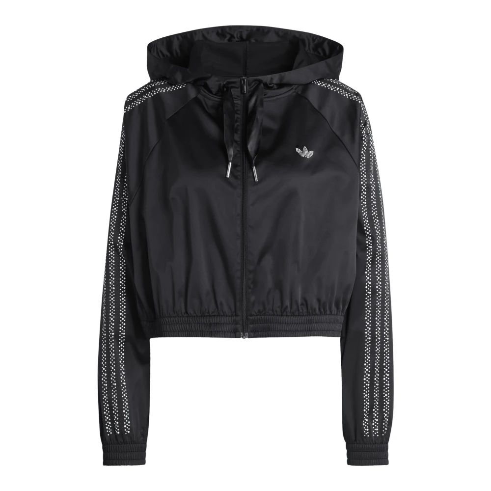Adidas Women's Black Long Sleeve Training Tops, 2XS, Pearl Cropped Zip Hoodie