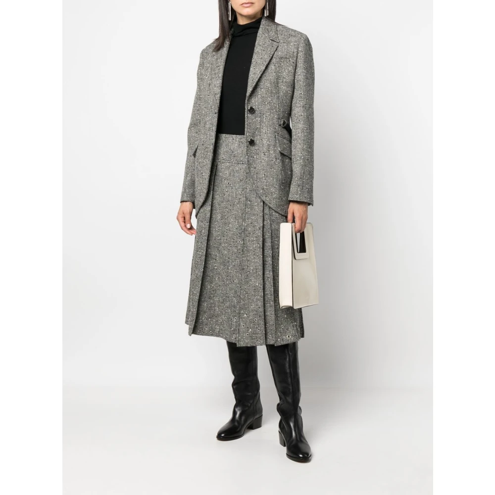 Durazzi Milano Grijze Geplooide Midi Rok met Studs en Metalen Oogjes Gray Dames