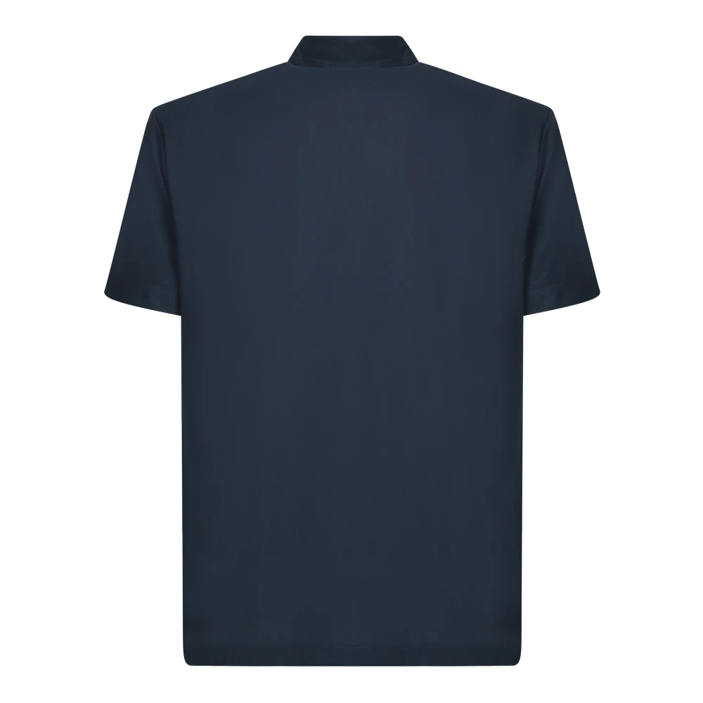 Zanone Blauwe Crepe Polo Shirt Klassiek Ontwerp Blue Heren