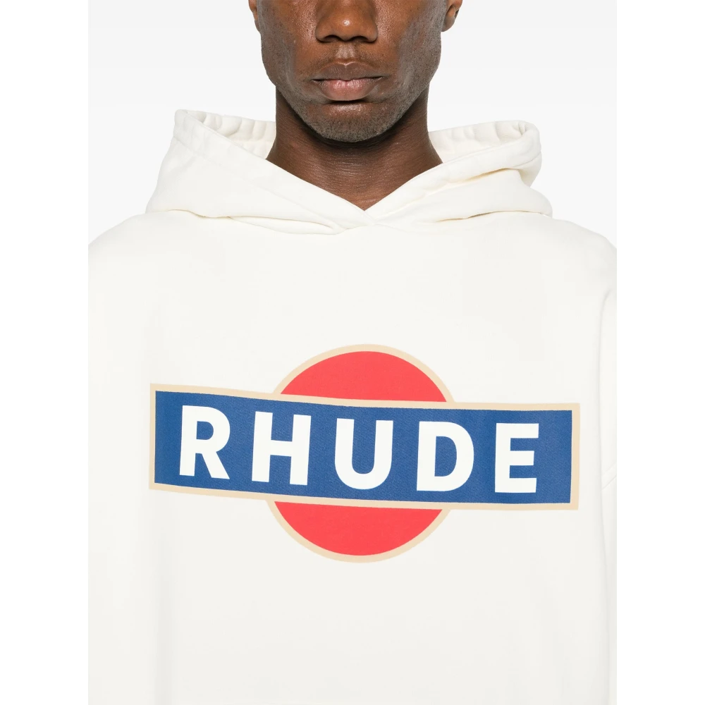 Rhude Vintage Racer Hooded Sweater White Heren