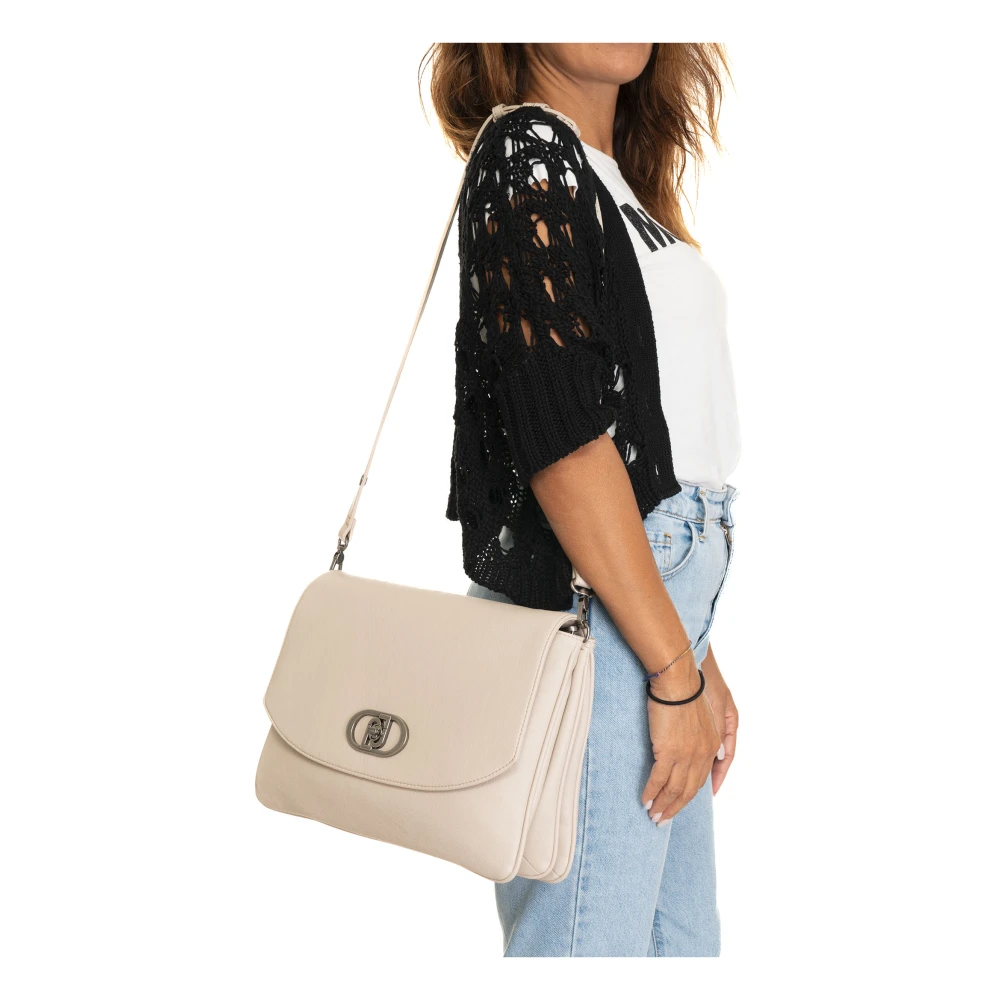 Liu Jo Stijlvolle Messenger Tas met Klep Sluiting Beige Dames