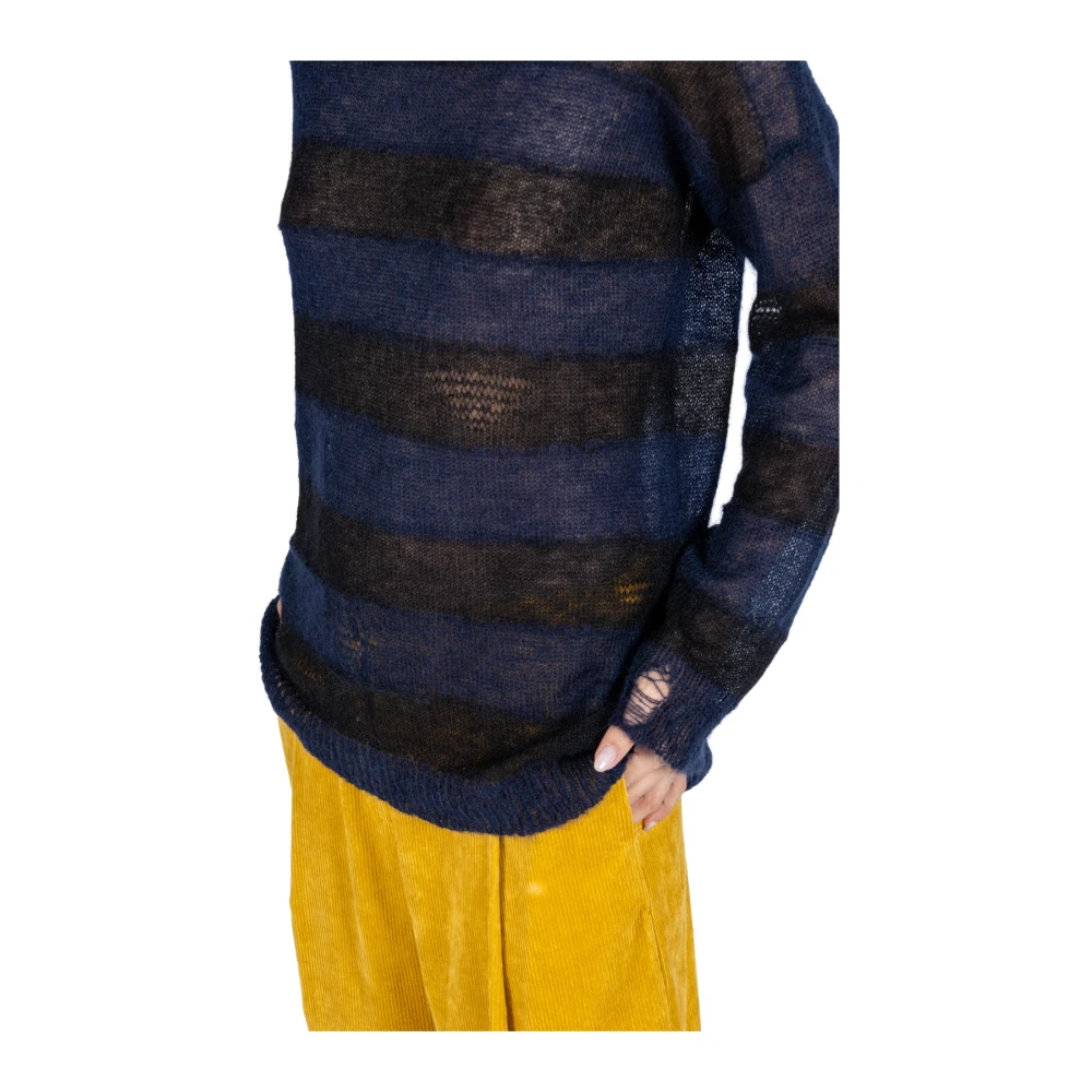 Phisique du Role Gestreepte Mohair Wol Trui Black Dames