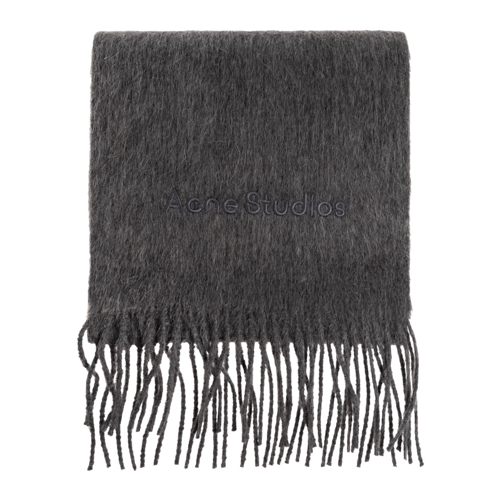 Acne Studios Unisex Gray Winter Scarves, One Size, Wool Logo Scarf