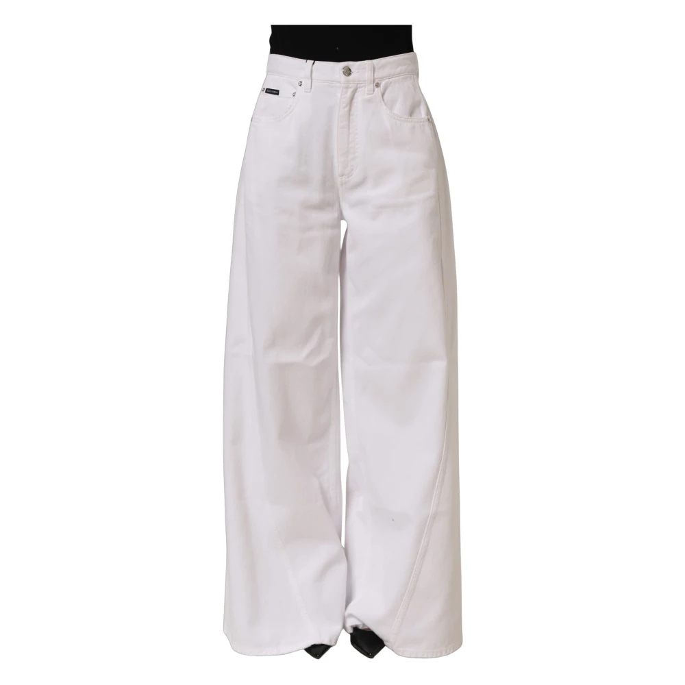 Dolce & Gabbana Wide Leg Denim Jeans - Female - Wide Jeans - White - Xs - Jeans