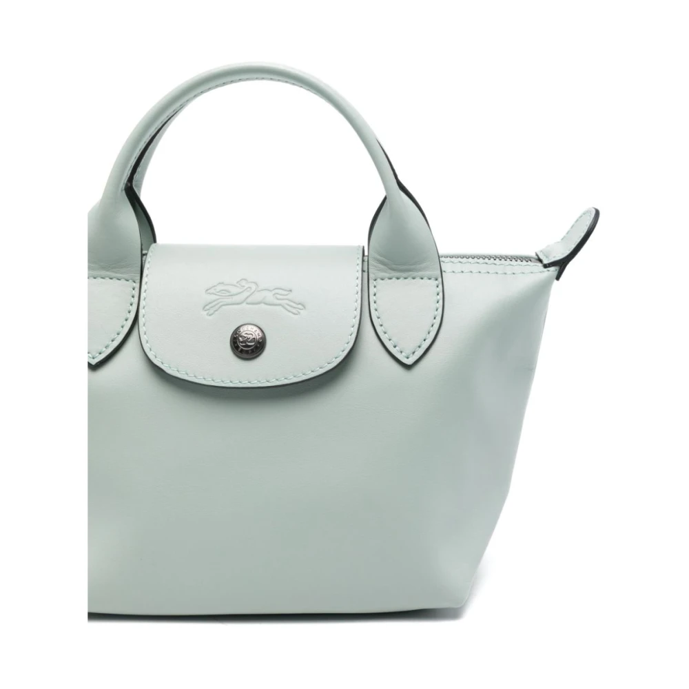 Longchamp Blauwe Kalfsleren Tas met Omslag Blue Dames