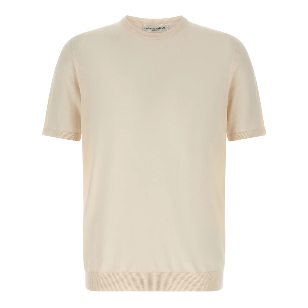 Roberto Collina Men's Beige Light Cotton Jumper - Round-Neck Knitwear - 2XL - Knitwear