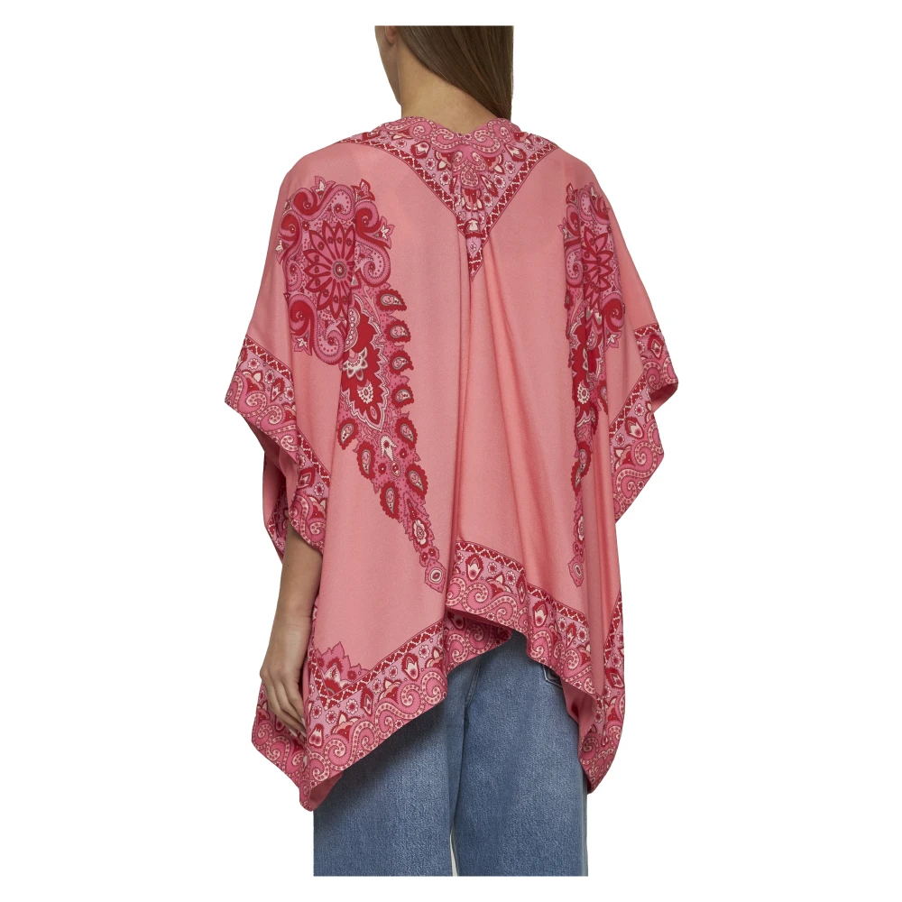ETRO Roze Kimono Mouw Jas Medaillon Print Pink Dames