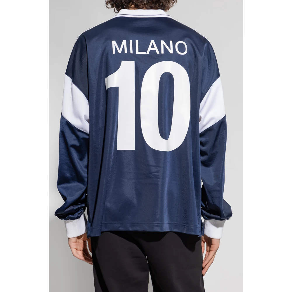 Dolce & Gabbana Grafische Print Longsleeve T-shirt Blue Heren