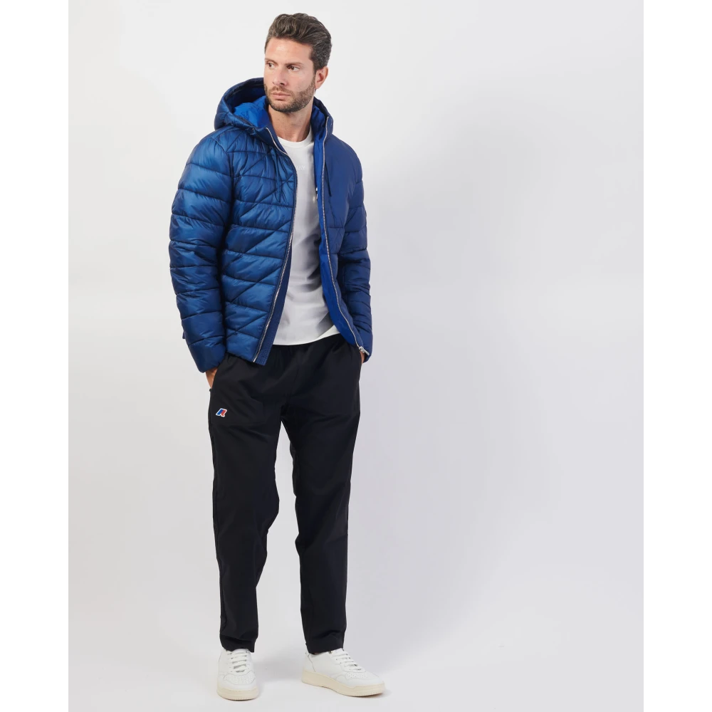 Hugo Boss Blauwe Gewatteerde Waterdichte Jas met Capuchon Blue Heren