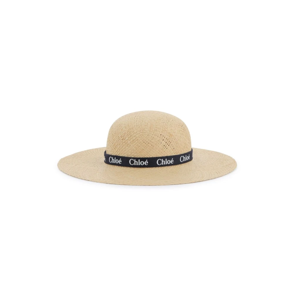 Chloé Beige Raffia Pet met Grosgrain Lint Beige Dames