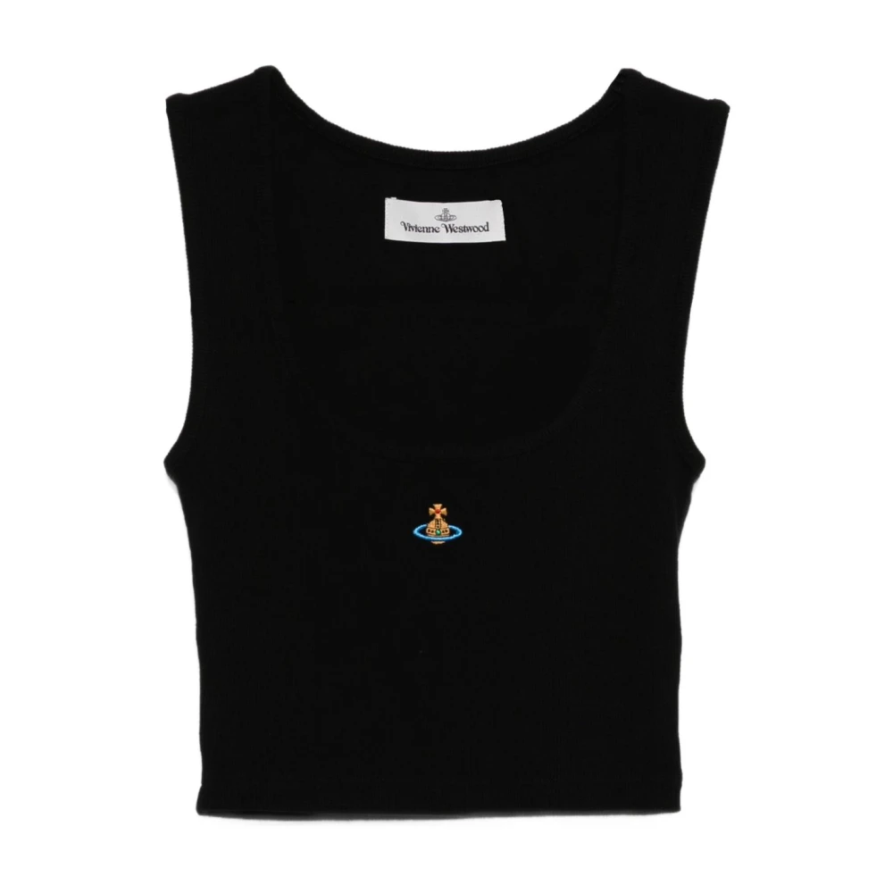 Vivienne Westwood Women's Black Orb-Embellished Sleeveless Top, Sleeveless Tops, M, Tops