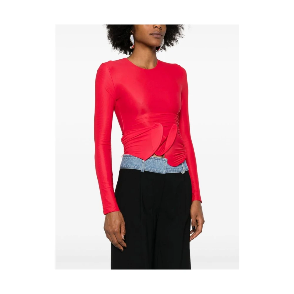 Christopher Esber Rode Mesh Sculptuur Golfdetail Top Red Dames