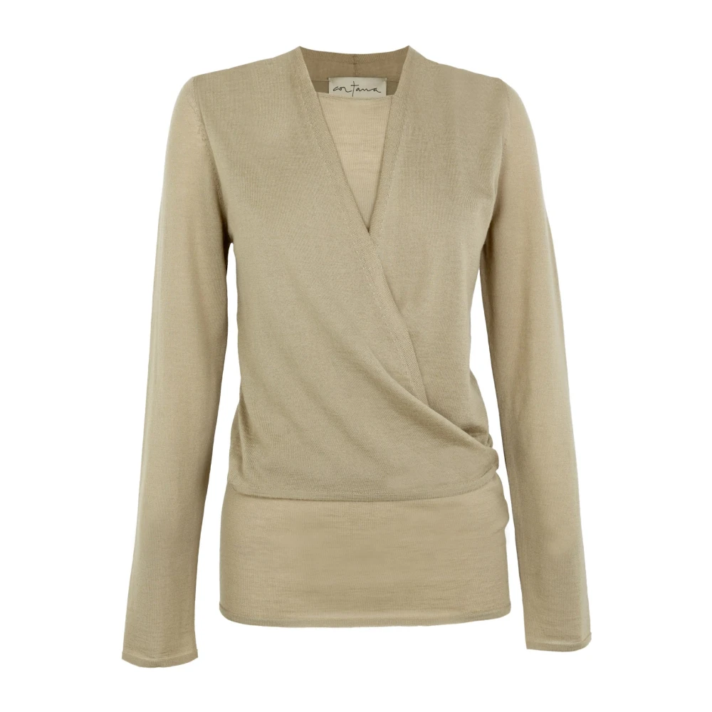 Cortana Women's Beige Cashmere Knitwear, M, Fio, Dark Cashmere Knit Cardigan