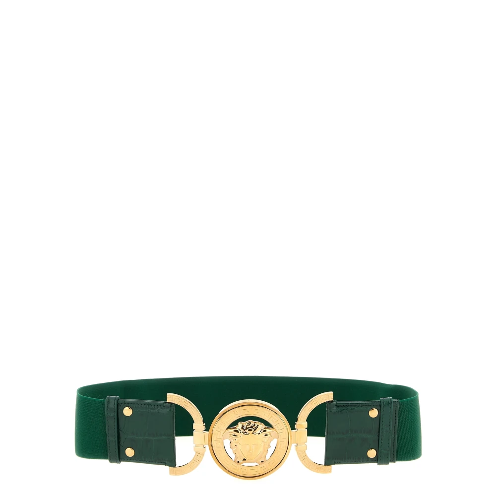 Versace Green Belts, Female, M, Medusa '95 Croc-Effect Belt 2.4"