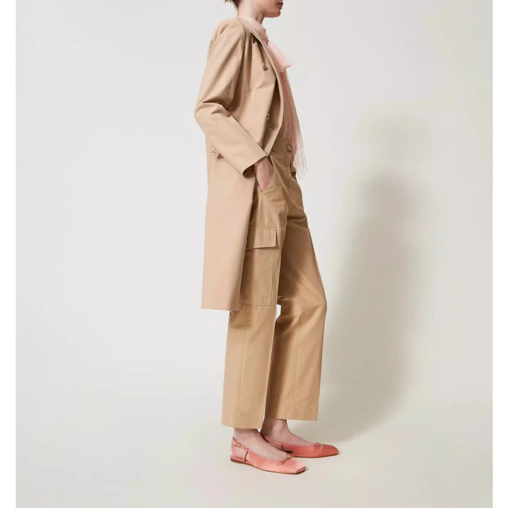 Twinset Cargo Gabardine Katoenen Broek Beige Dames