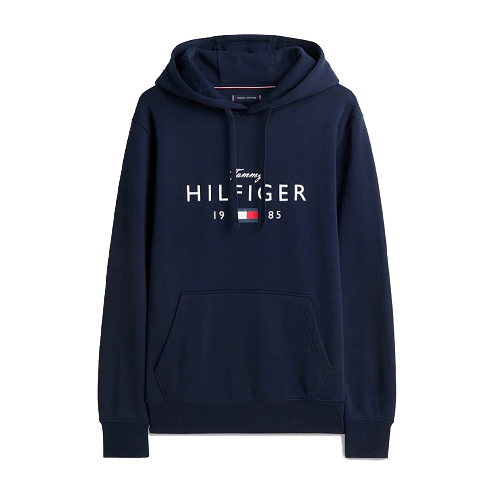 Tommy Hilfiger Men's Blue Logo Graphic Flex Fleece Hoody - Hoodies - S - Sweatshirts & Hoodies