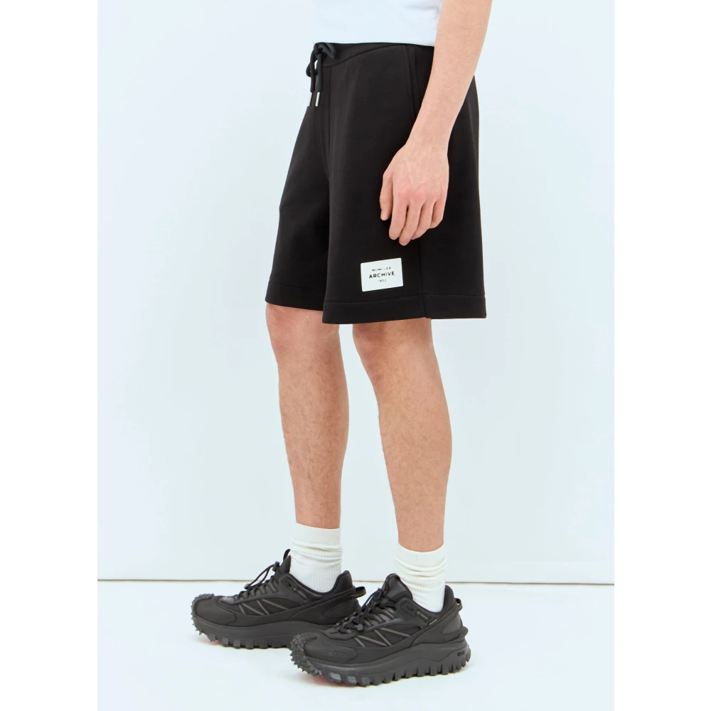Moncler Fleece Logo Patch Shorts Black Heren