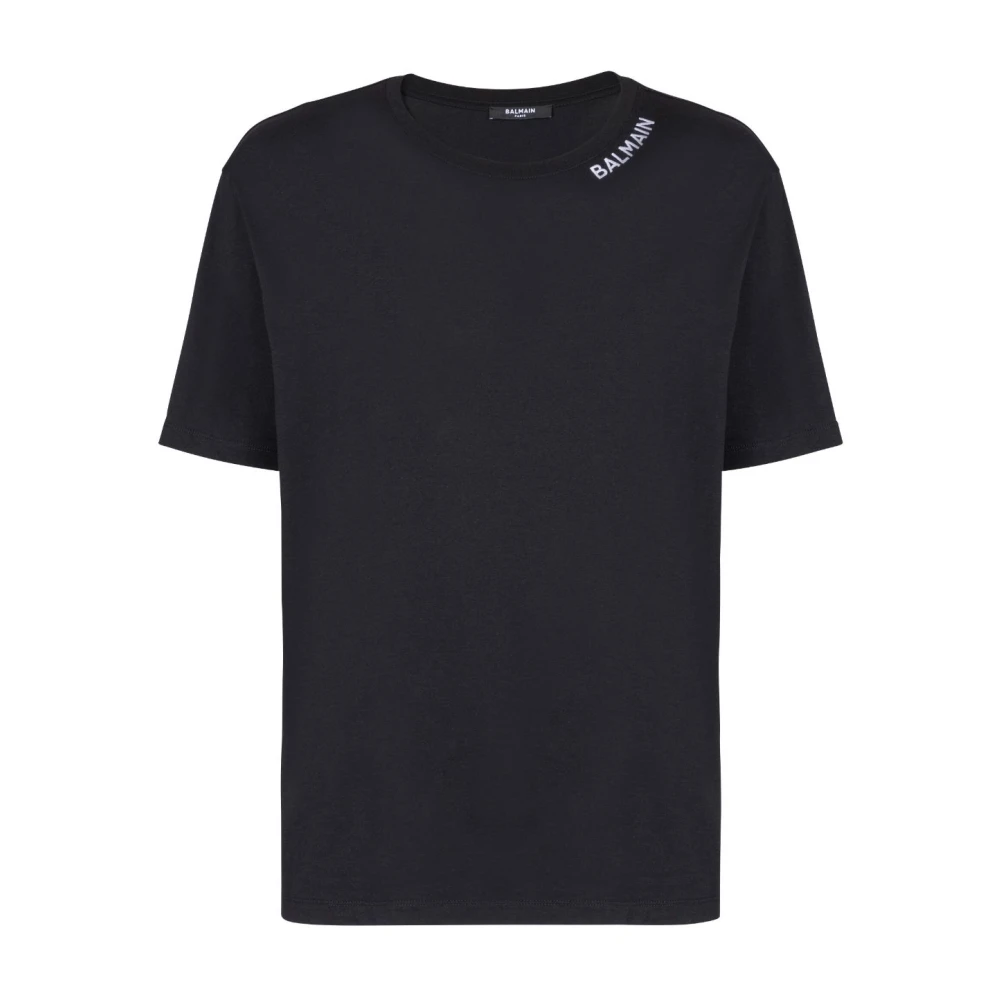 Balmain Logo-geborduurde T-shirts en Polos Black Heren