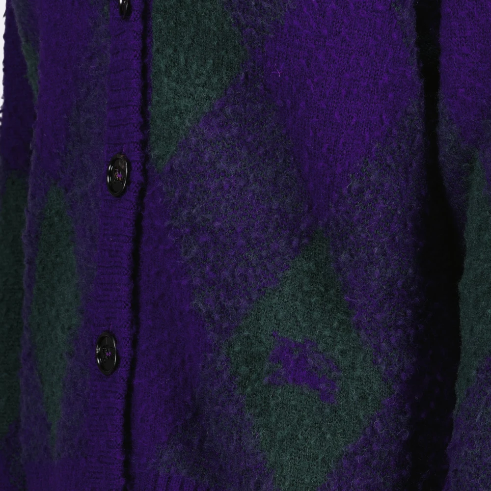 Burberry Argyle V-Hals Cardigan Purple Dames