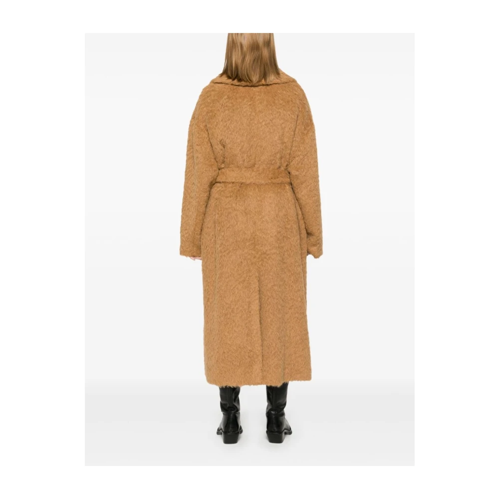 Golden Goose Beige Wol Lange Jas met Riem Brown Dames