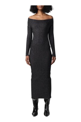 grey-metallic-ribbed-knit-midi-dress