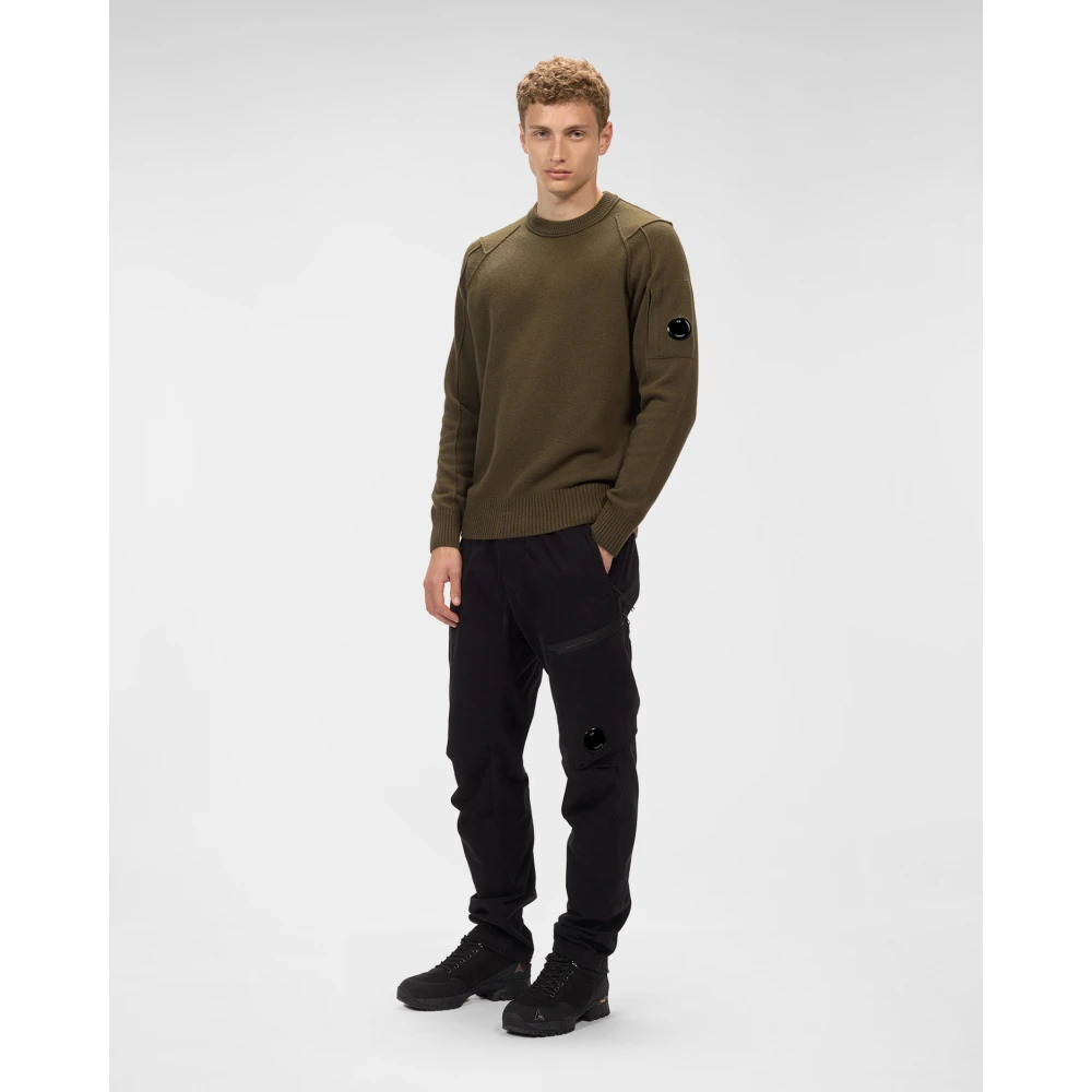 C.P. Company Klassieke Crew Neck Lambswool Trui Green Heren