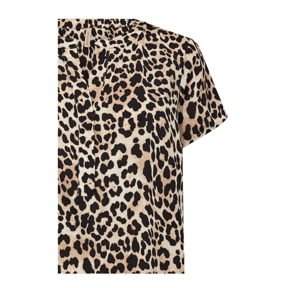Soyaconcept Luipaardprint V-hals Shirt Beige Dames