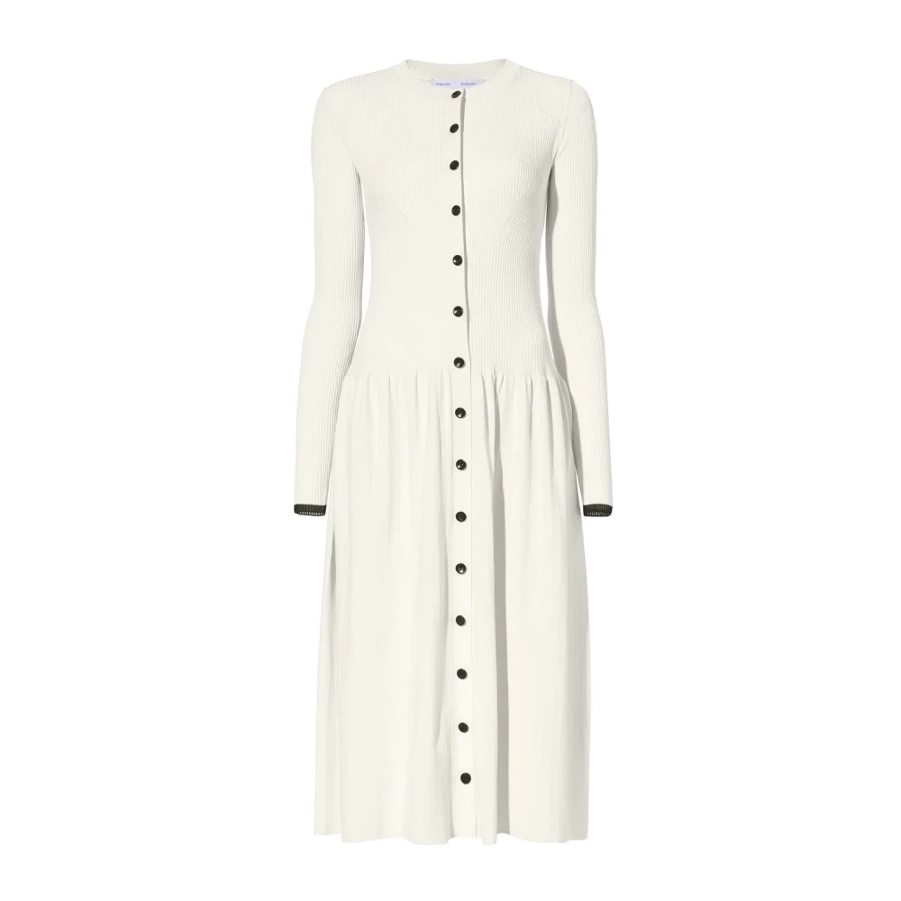 Proenza Schouler Beige Rib Gebreide Knoop Voorkant Jurk Beige Dames