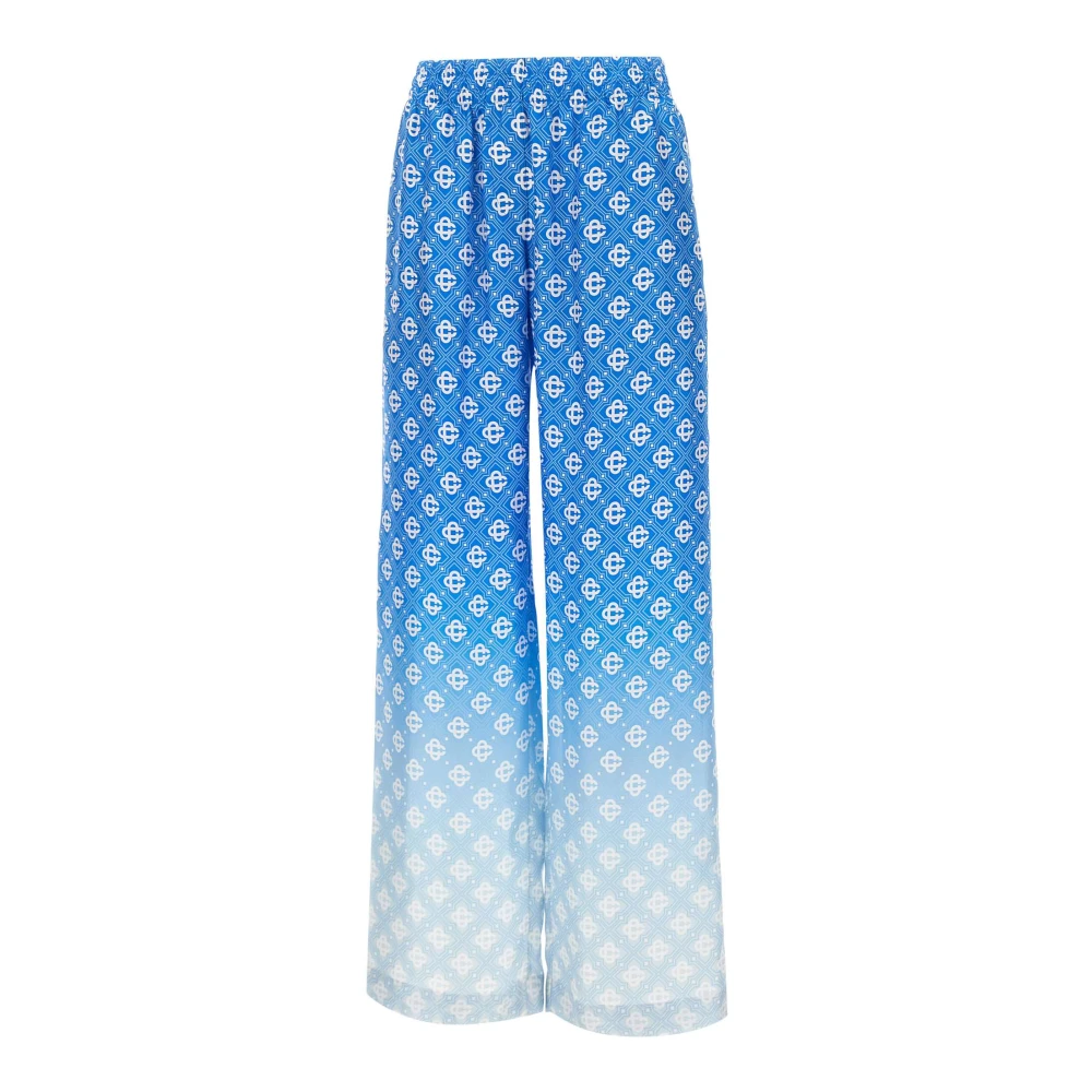 Casablanca Women's Blue Art Of The Silks Trousers - Wide Trousers - S - Trousers