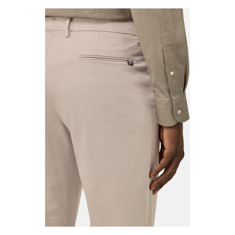 Boggi Milano Stretch Katoenen TENCEL Broek Beige Heren