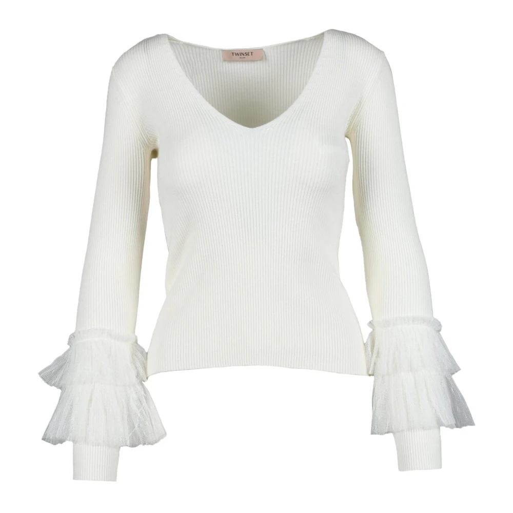Twinset Gebreide trui met viscosemix White Dames