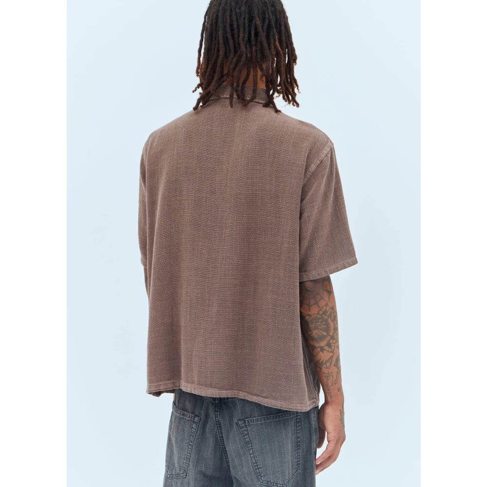 Our Legacy Katoen-Linnen Rits Shirt Brown Heren