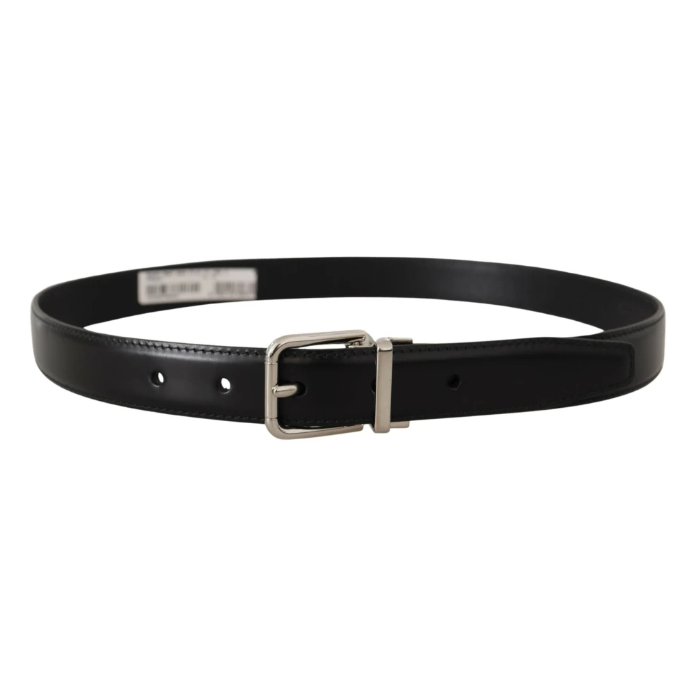 Dolce & Gabbana Zwarte Leren Riem met Metalen Gesp Black Heren