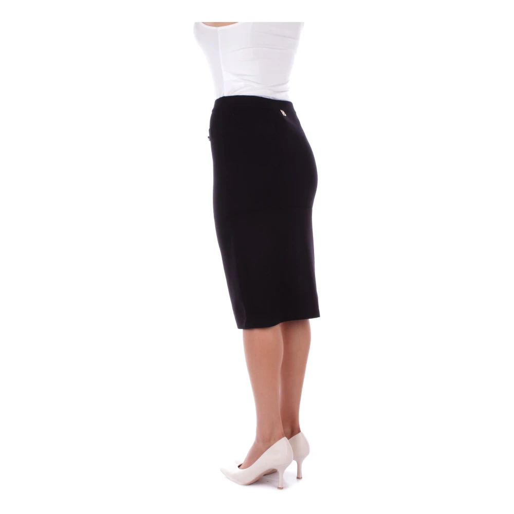 Blugirl Zwarte Rok Met Knopen Slim Fit Black Dames