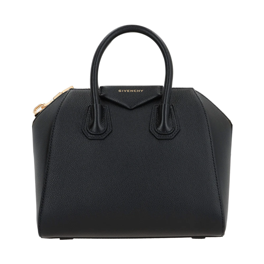Givenchy Zwarte Leren Schoudertas met Gouden Details Black Dames