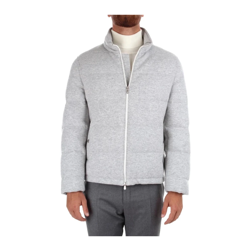 BRUNELLO CUCINELLI Kasjmier Gewatteerde Jas met Ganzendons Gray Heren