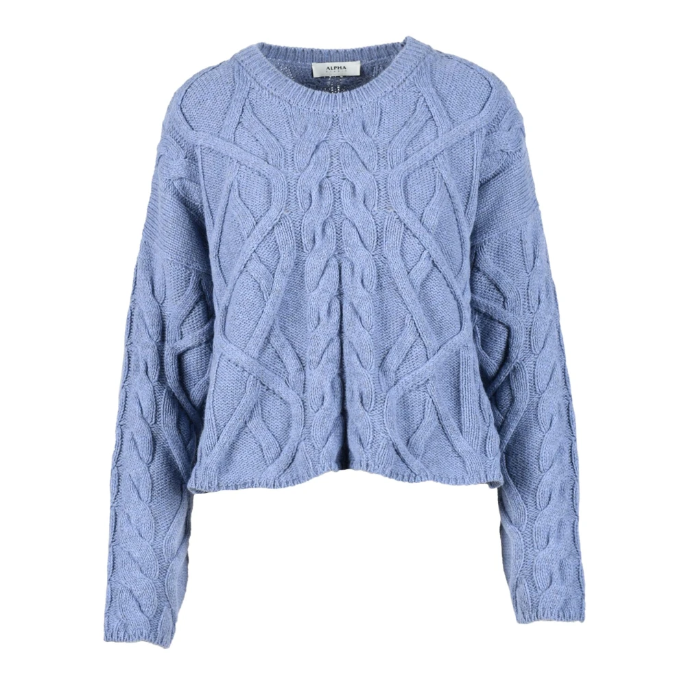 Alpha Studio Zachte Wolmix Gebreide Trui Purple Dames