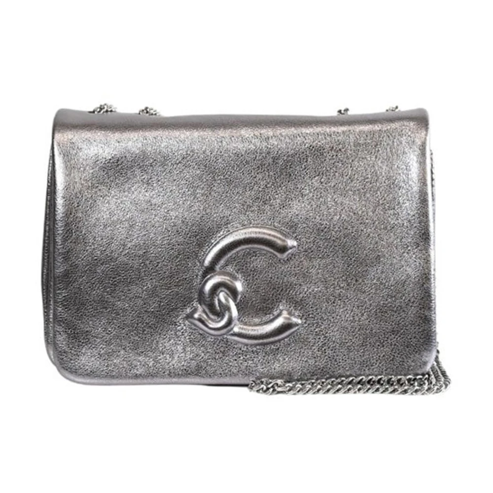 Coccinelle Women's Gray Leather Chain Shoulder Bag With Logo - Shoulder Bags - One Size - Bags
